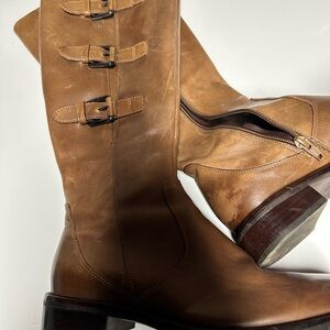 Ecco Tan Leather Heeled Boots